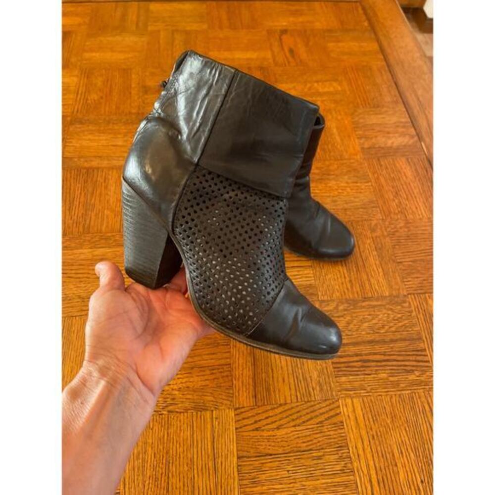 Rag & Bone laser cut block heel bootie black size Euro 38 / US 8